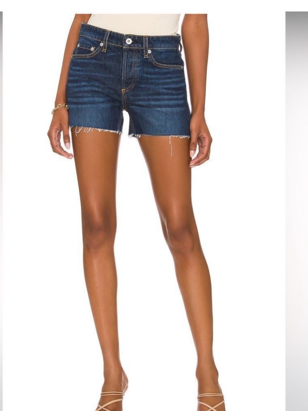 rag & bone dre low rise short Dark Blue Frayed Jean 28